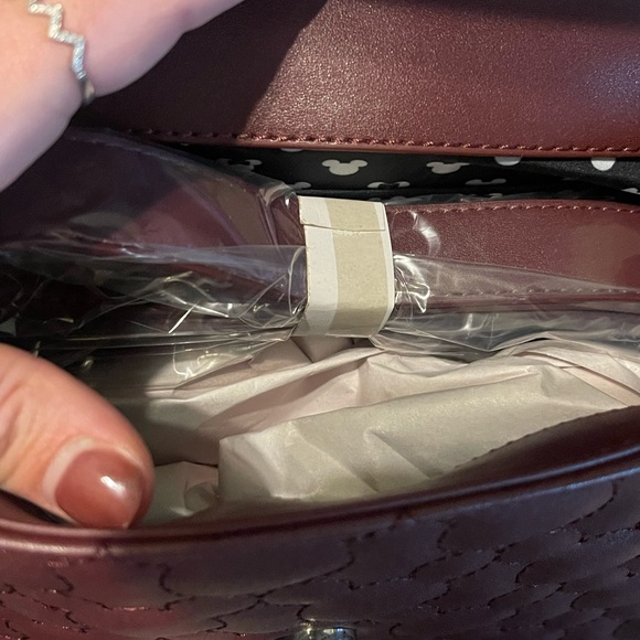 Loungefly Maroon Brown Quilted Bow Bag - Picture 3 of 3